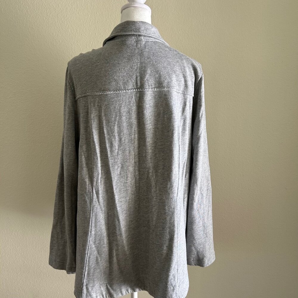 J Jill Blazer Soft Gray Cotton Stretch SZL Jacket 3 Button Pockets Casual Office - Picture 3 of 10